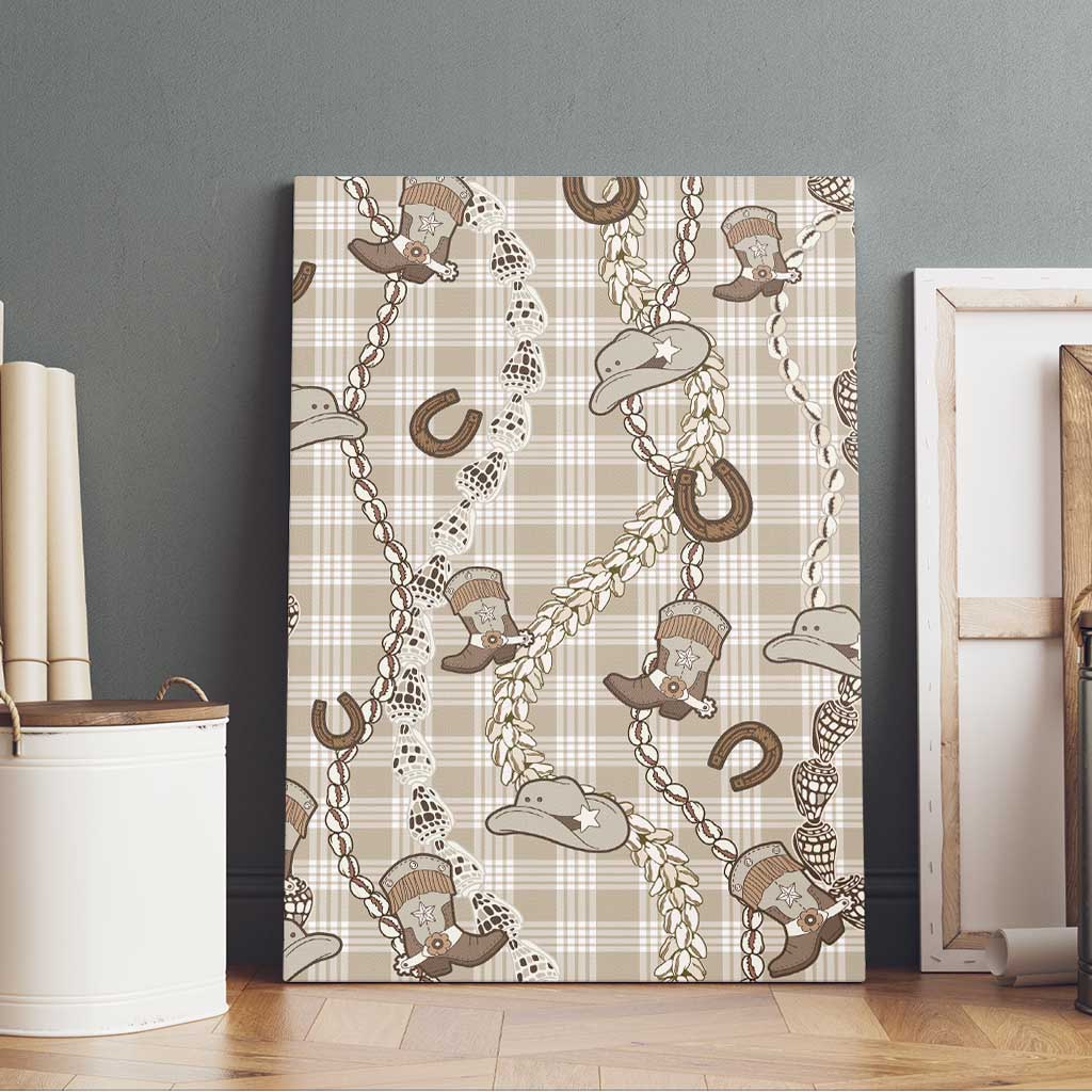 Hawaii Palaka Cowboy Canvas Wall Art Shell Maile Lei With Western Patterns - Polynesian Pride