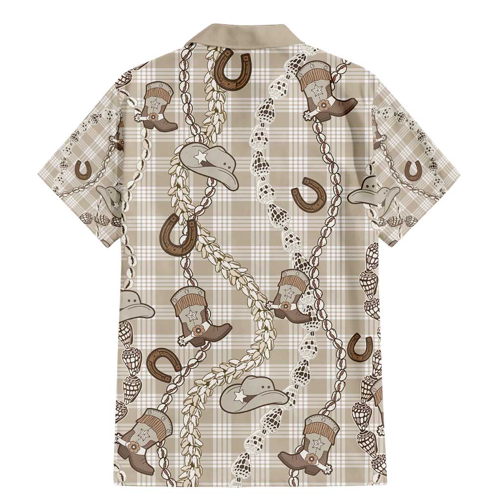 Hawaii Palaka Cowboy Family Matching Mermaid Dress and Hawaiian Shirt Shell Maile Lei With Western Patterns - Polynesian Pride