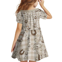 Hawaii Palaka Cowboy Family Matching Off Shoulder Maxi Dress and Hawaiian Shirt Shell Maile Lei With Western Patterns - Polynesian Pride