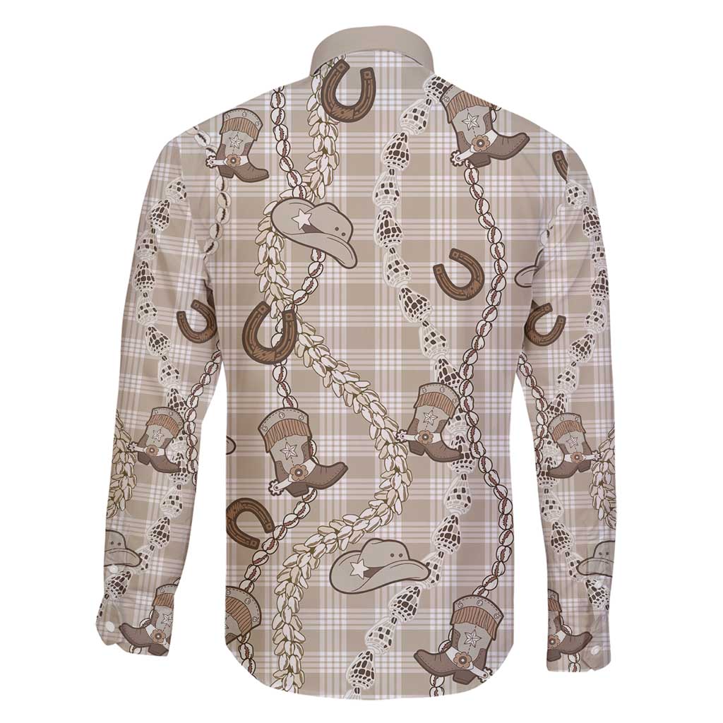 Hawaii Palaka Cowboy Family Matching Summer Maxi Dress and Hawaiian Shirt Shell Maile Lei With Western Patterns - Polynesian Pride