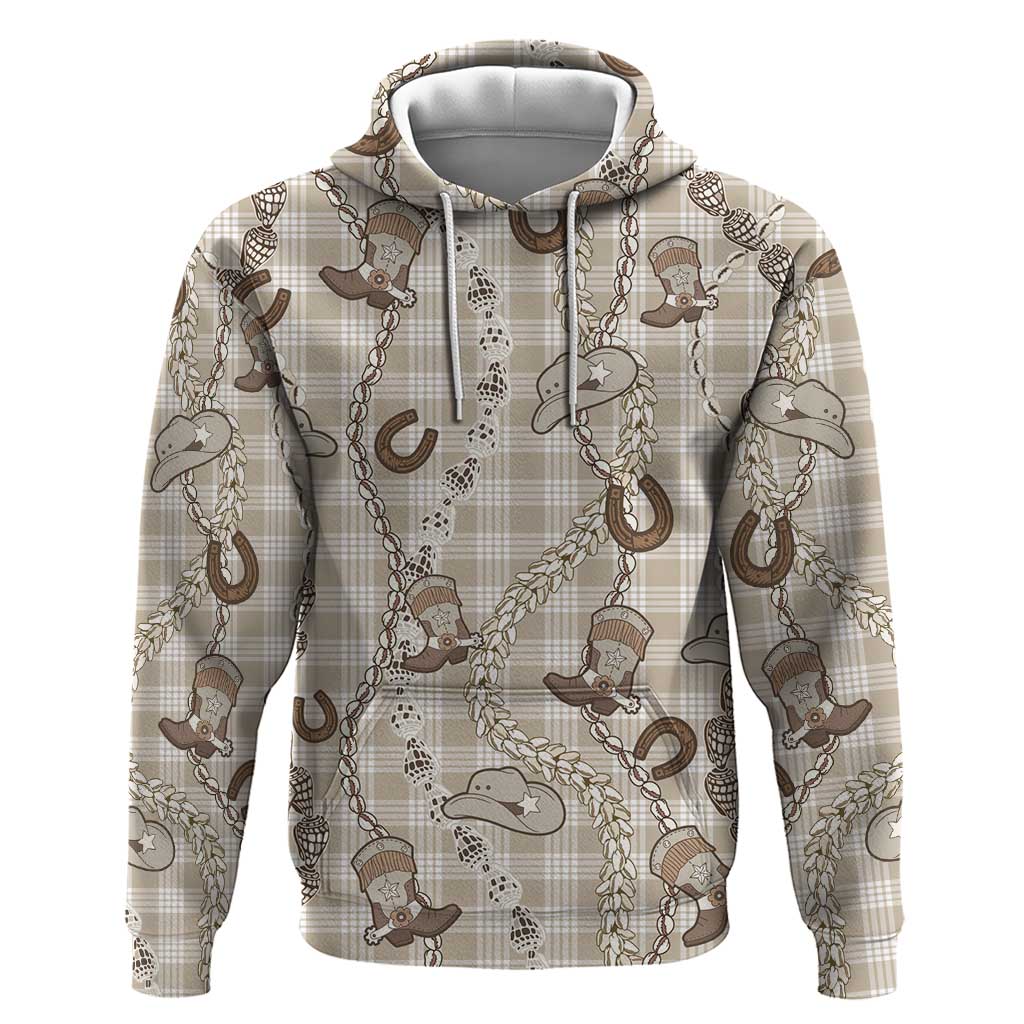 Hawaii Palaka Cowboy Hoodie Shell Maile Lei With Western Patterns - Polynesian Pride