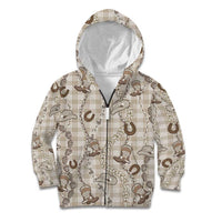 Hawaii Palaka Cowboy Kid Hoodie Shell Maile Lei With Western Patterns - Polynesian Pride