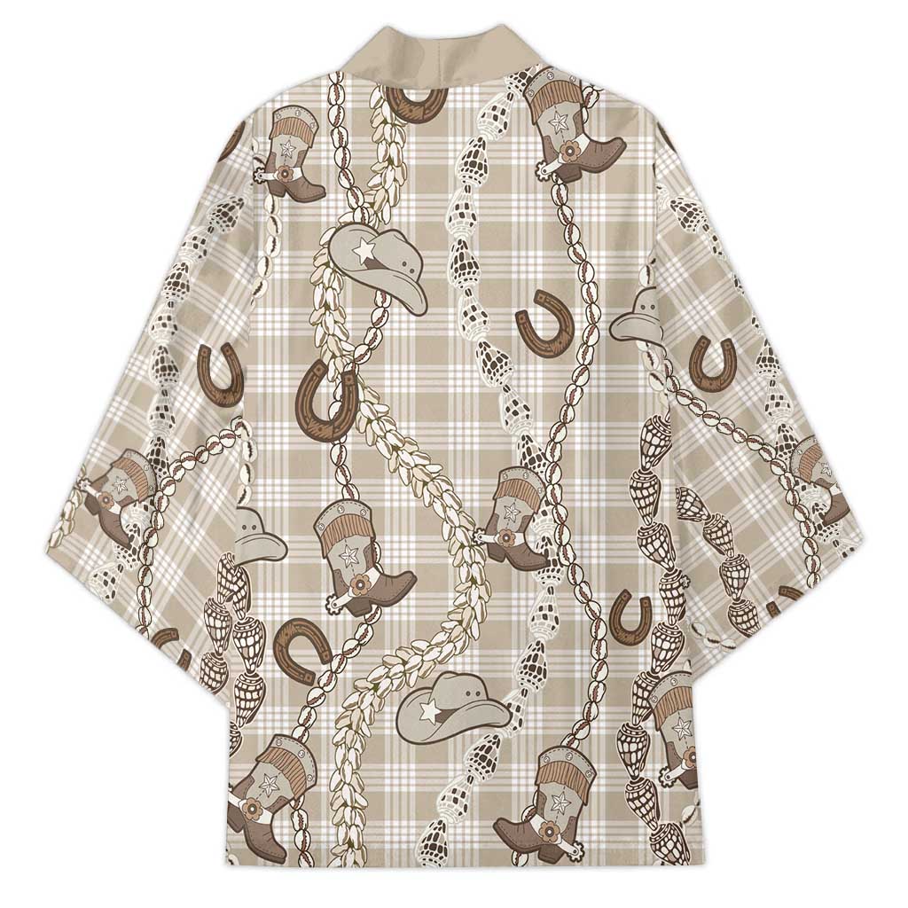 Hawaii Palaka Cowboy Kimono Shell Maile Lei With Western Patterns - Polynesian Pride