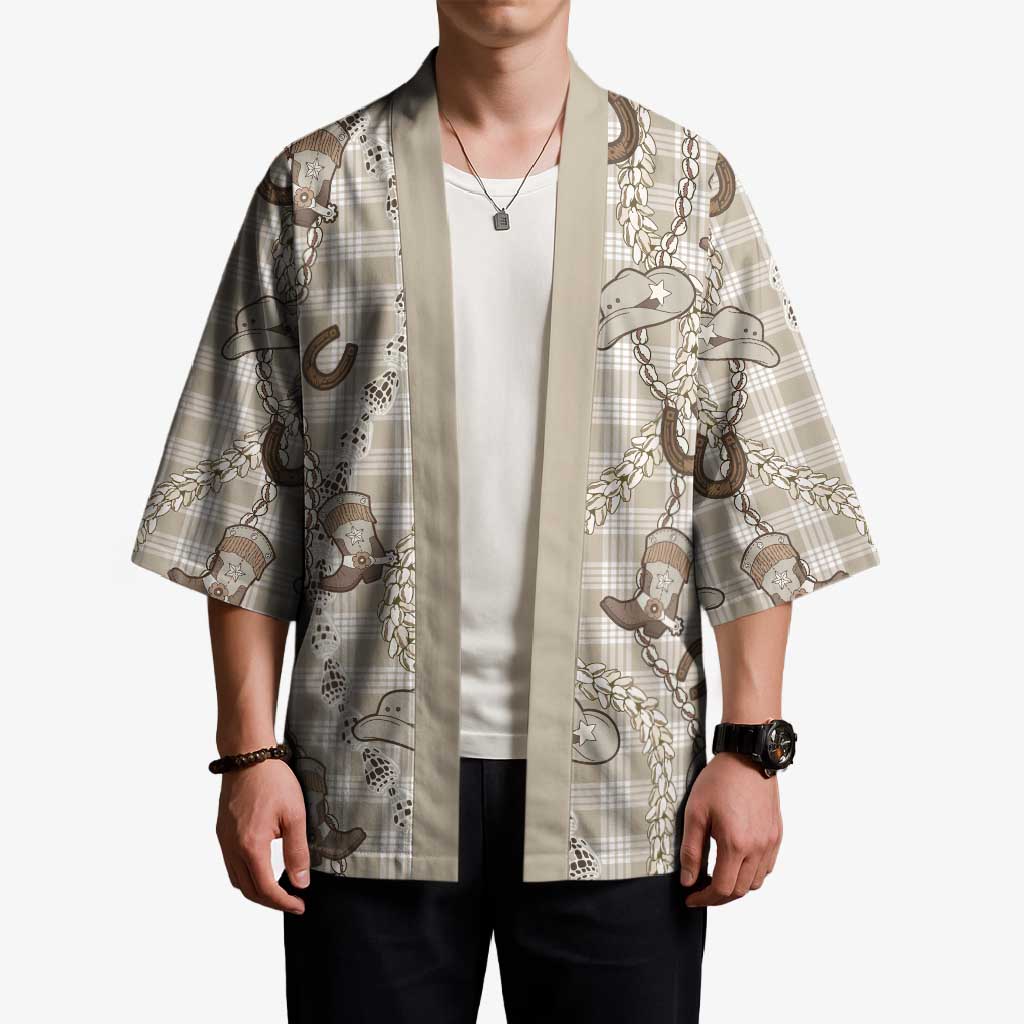 Hawaii Palaka Cowboy Kimono Shell Maile Lei With Western Patterns - Polynesian Pride
