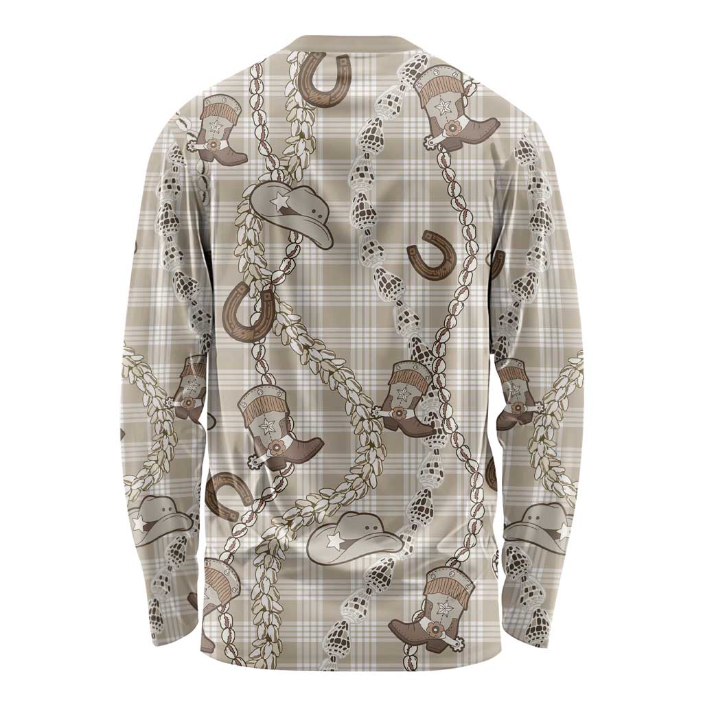 Hawaii Palaka Cowboy Long Sleeve Shirt Shell Maile Lei With Western Patterns - Polynesian Pride