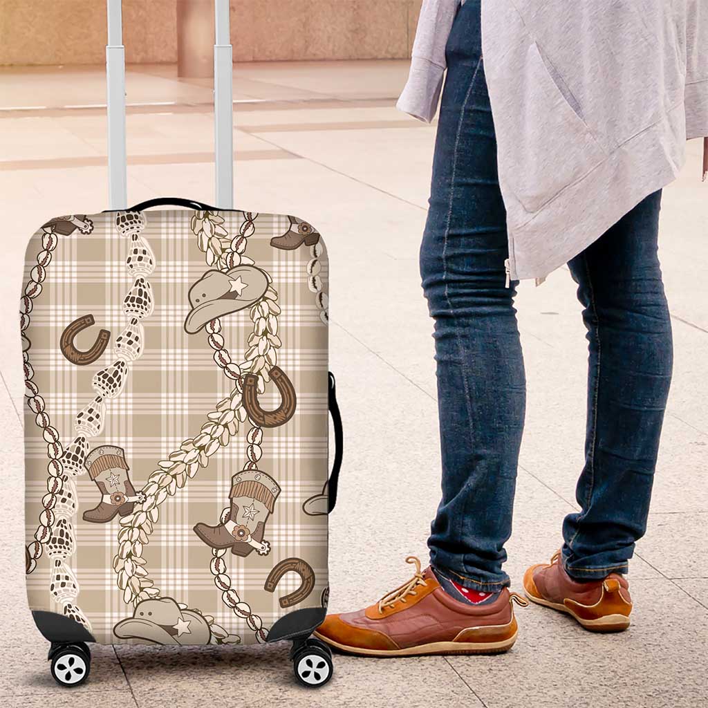 Hawaii Palaka Cowboy Luggage Cover Shell Maile Lei With Western Patterns - Polynesian Pride
