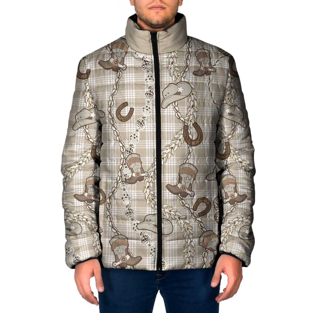 Hawaii Palaka Cowboy Padded Jacket Shell Maile Lei With Western Patterns - Polynesian Pride