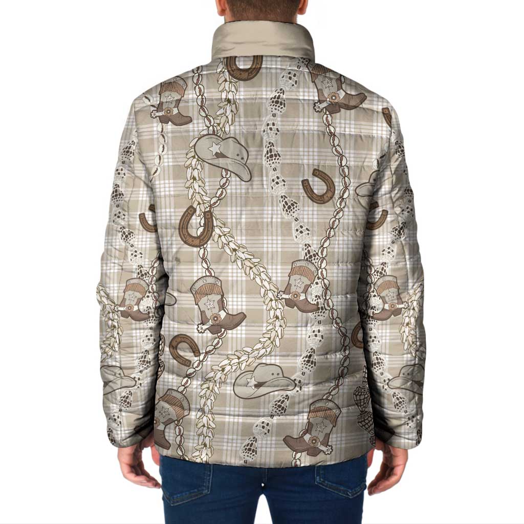 Hawaii Palaka Cowboy Padded Jacket Shell Maile Lei With Western Patterns - Polynesian Pride