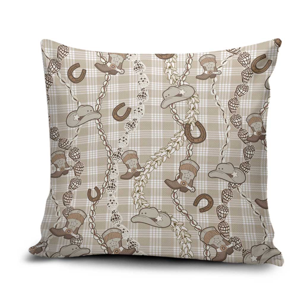Hawaii Palaka Cowboy Pillow Cover Shell Maile Lei With Western Patterns - Polynesian Pride