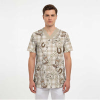 Hawaii Palaka Cowboy Scrub Top Shell Maile Lei With Western Patterns - Polynesian Pride