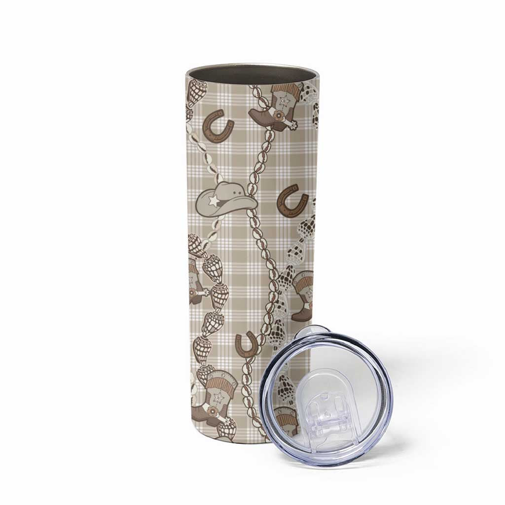 Hawaii Palaka Cowboy Skinny Tumbler Shell Maile Lei With Western Patterns - Polynesian Pride