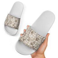 Hawaii Palaka Cowboy Slide Sandals Shell Maile Lei With Western Patterns - Polynesian Pride