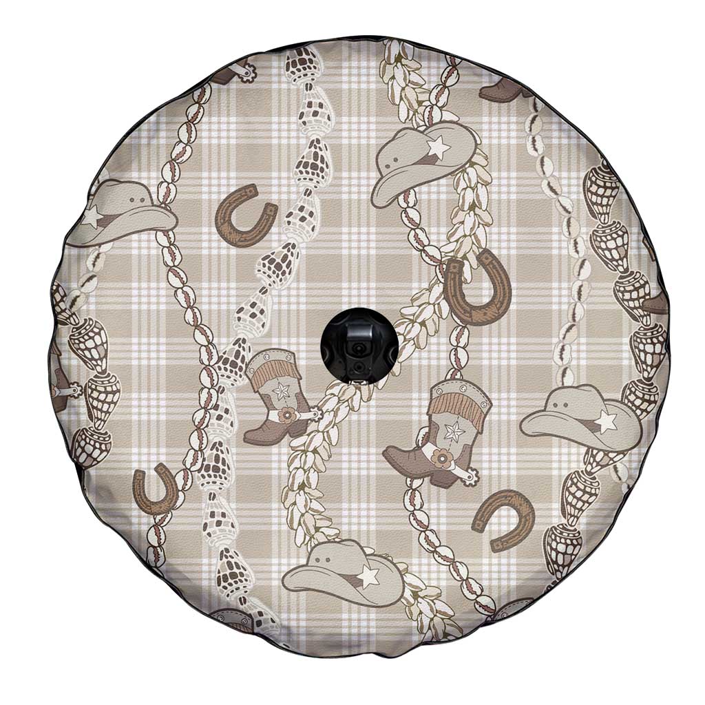 Hawaii Palaka Cowboy Spare Tire Cover Shell Maile Lei With Western Patterns - Polynesian Pride