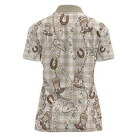 Hawaii Palaka Cowboy Women Polo Shirt Shell Maile Lei With Western Patterns - Polynesian Pride
