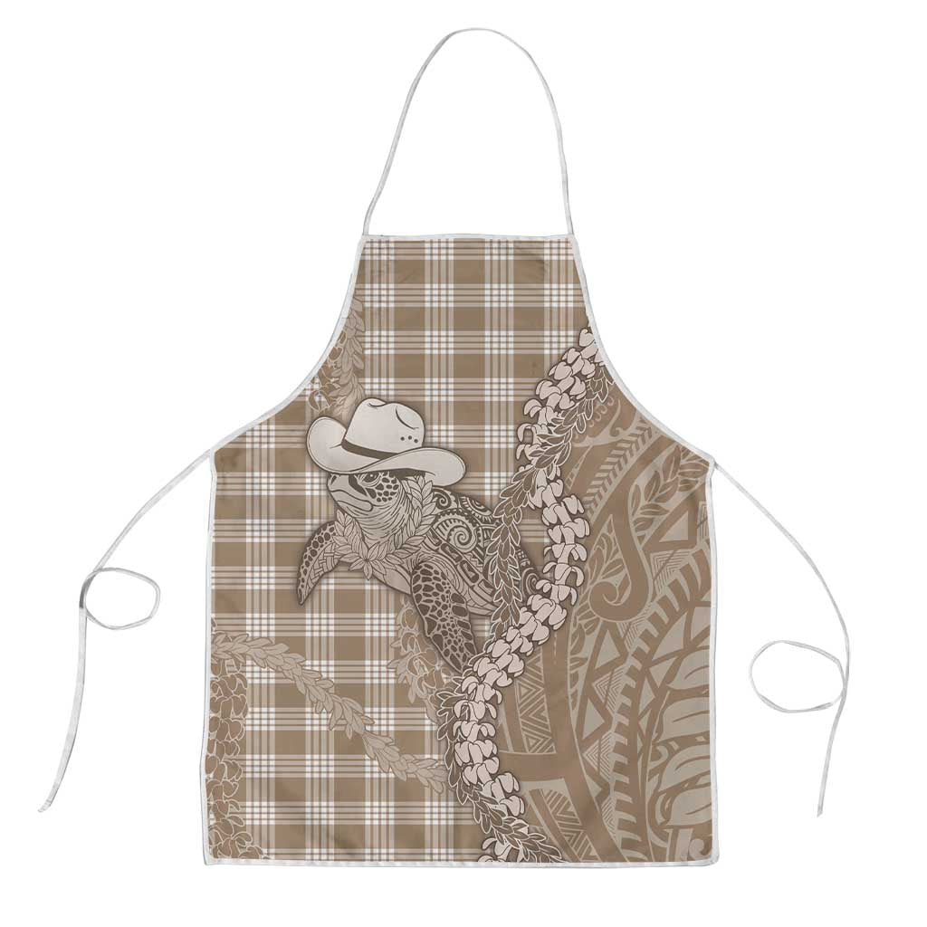 Beige Hawaii Palaka Cowboy Turtle Apron Hawaiian Paniolo Puakenikeni Maile Lei - Polynesian Pride