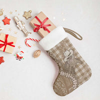 Beige Hawaii Palaka Cowboy Turtle Christmas Stocking Hawaiian Paniolo Puakenikeni Maile Lei DT05 - Polynesian Pride
