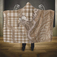 Beige Hawaii Palaka Cowboy Turtle Hooded Blanket Hawaiian Paniolo Puakenikeni Maile Lei - Polynesian Pride