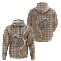 Beige Hawaii Palaka Cowboy Turtle Hoodie Hawaiian Paniolo Puakenikeni Maile Lei - Polynesian Pride