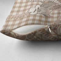 Beige Hawaii Palaka Cowboy Turtle Pillow Cover Hawaiian Paniolo Puakenikeni Maile Lei - Polynesian Pride