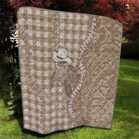 Beige Hawaii Palaka Cowboy Turtle Quilt Hawaiian Paniolo Puakenikeni Maile Lei - Polynesian Pride