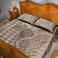 Beige Hawaii Palaka Cowboy Turtle Quilt Bed Set Hawaiian Paniolo Puakenikeni Maile Lei - Polynesian Pride