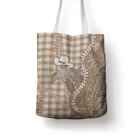Beige Hawaii Palaka Cowboy Turtle Tote Bag Hawaiian Paniolo Puakenikeni Maile Lei - Polynesian Pride