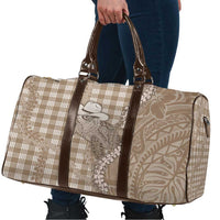 Beige Hawaii Palaka Cowboy Turtle Travel Bag Hawaiian Paniolo Puakenikeni Maile Lei - Polynesian Pride