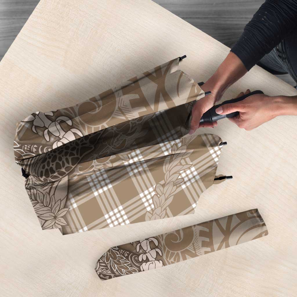 Beige Hawaii Palaka Cowboy Turtle Umbrella Hawaiian Paniolo Puakenikeni Maile Lei - Polynesian Pride