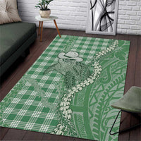 Green Hawaii Palaka Cowboy Turtle Area Rug Hawaiian Paniolo Puakenikeni Maile Lei - Polynesian Pride
