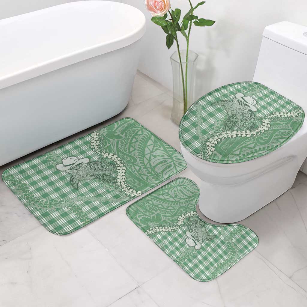 Green Hawaii Palaka Cowboy Turtle Bathroom Set Hawaiian Paniolo Puakenikeni Maile Lei - Polynesian Pride