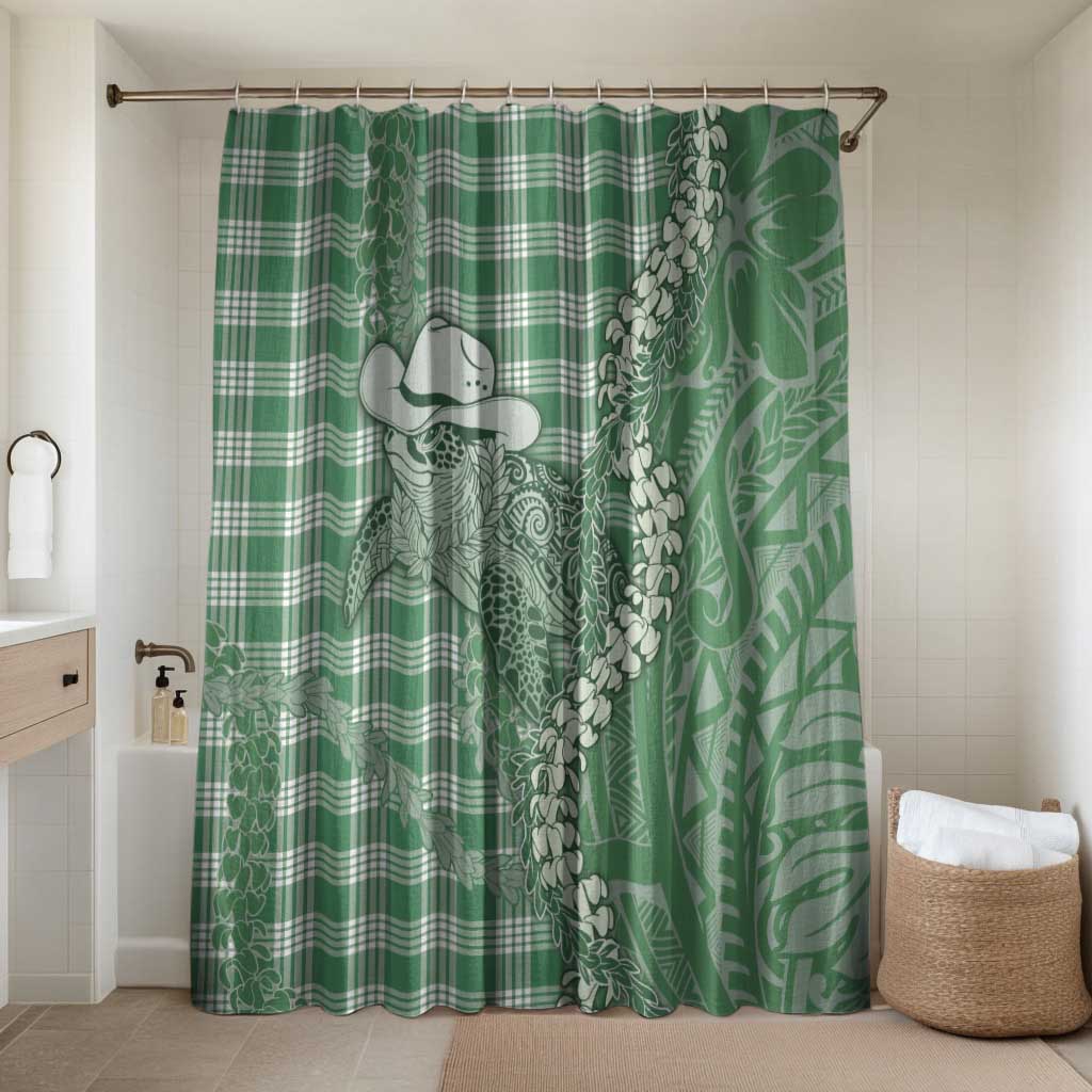 Green Hawaii Palaka Cowboy Turtle Bathroom Set Hawaiian Paniolo Puakenikeni Maile Lei - Polynesian Pride