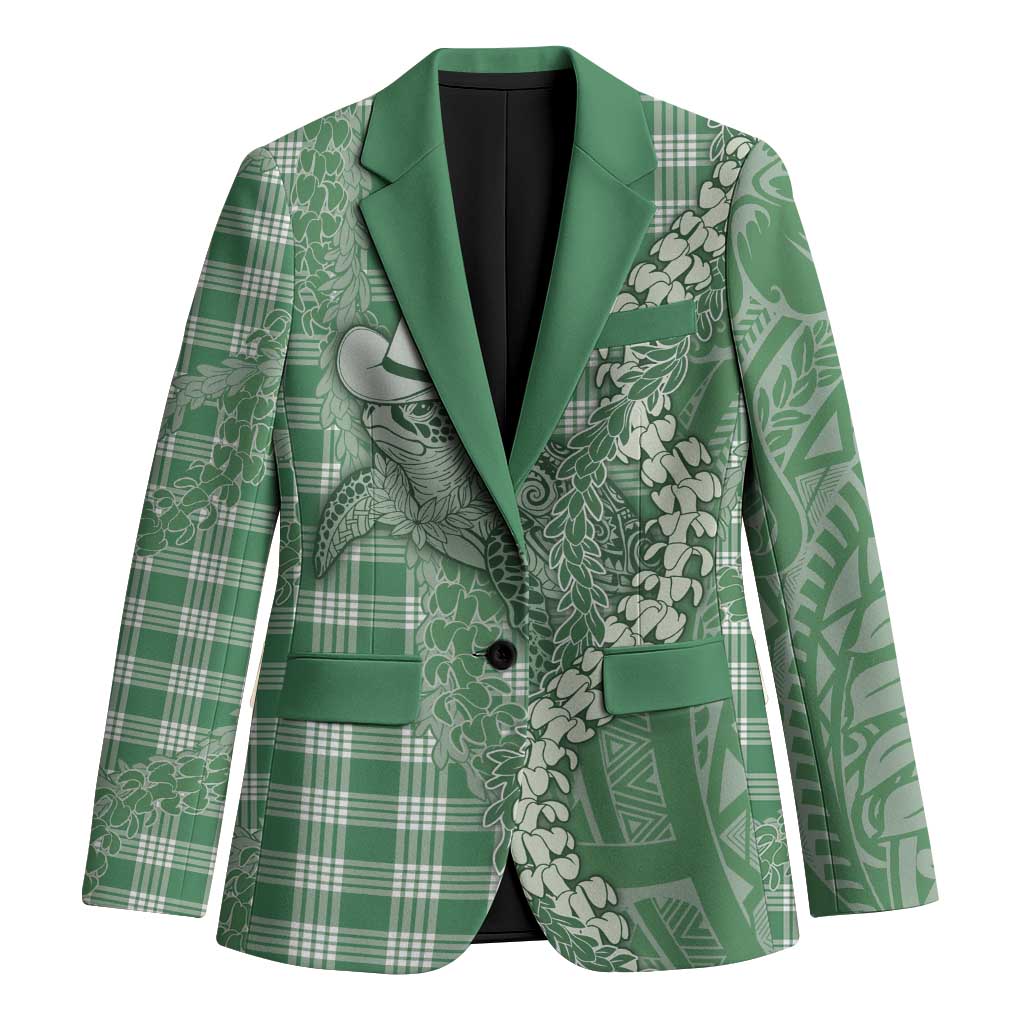 Green Hawaii Palaka Cowboy Turtle Blazer Hawaiian Paniolo Puakenikeni Maile Lei - Polynesian Pride