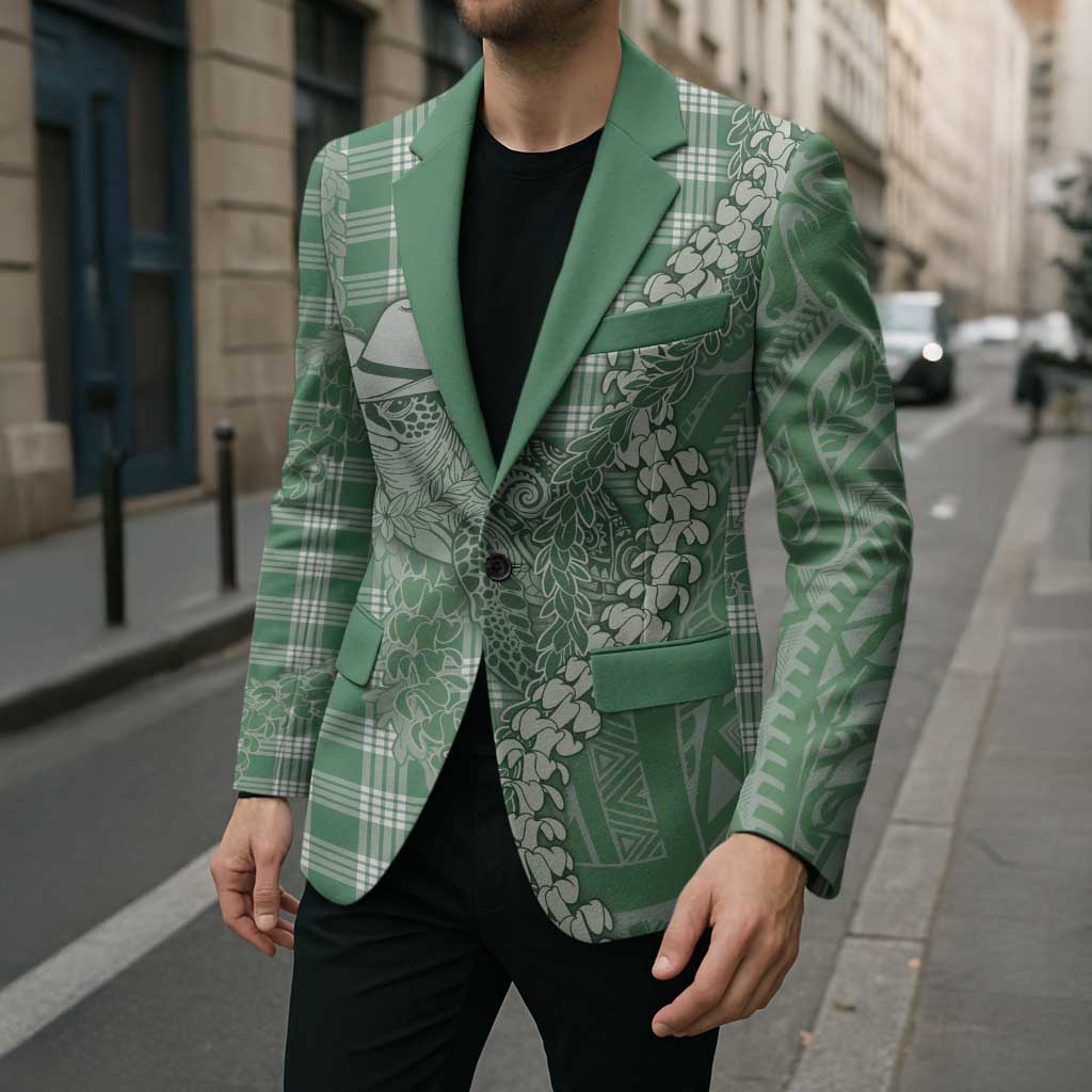 Green Hawaii Palaka Cowboy Turtle Blazer Hawaiian Paniolo Puakenikeni Maile Lei - Polynesian Pride