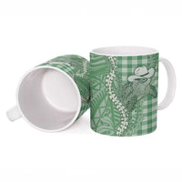 Green Hawaii Palaka Cowboy Turtle Ceramic Mug Hawaiian Paniolo Puakenikeni Maile Lei - Polynesian Pride