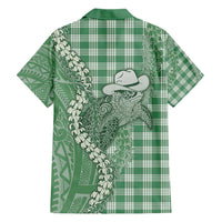 Green Hawaii Palaka Cowboy Turtle Hawaiian Shirt Hawaiian Paniolo Puakenikeni Maile Lei - Polynesian Pride