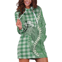 Green Hawaii Palaka Cowboy Turtle Hoodie Dress Hawaiian Paniolo Puakenikeni Maile Lei - Polynesian Pride