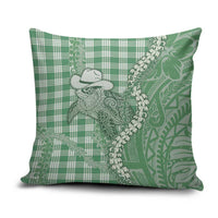 Green Hawaii Palaka Cowboy Turtle Pillow Cover Hawaiian Paniolo Puakenikeni Maile Lei - Polynesian Pride