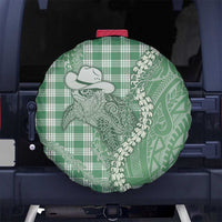 Green Hawaii Palaka Cowboy Turtle Spare Tire Cover Hawaiian Paniolo Puakenikeni Maile Lei - Polynesian Pride
