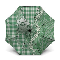Green Hawaii Palaka Cowboy Turtle Umbrella Hawaiian Paniolo Puakenikeni Maile Lei - Polynesian Pride