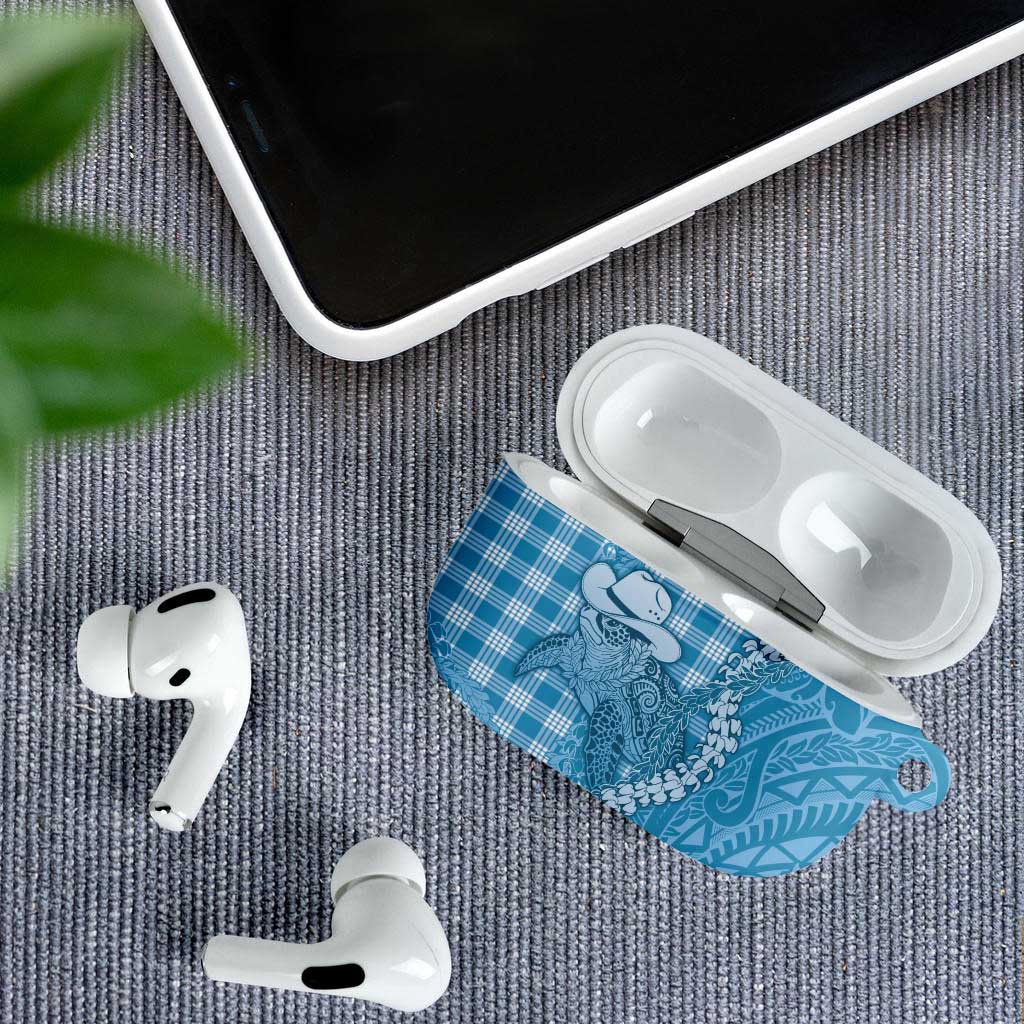 Blue Hawaii Palaka Cowboy Turtle AirPods Case Hawaiian Paniolo Puakenikeni Maile Lei - Polynesian Pride