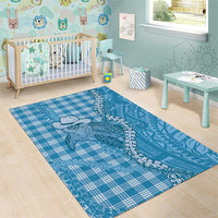 Blue Hawaii Palaka Cowboy Turtle Area Rug Hawaiian Paniolo Puakenikeni Maile Lei - Polynesian Pride