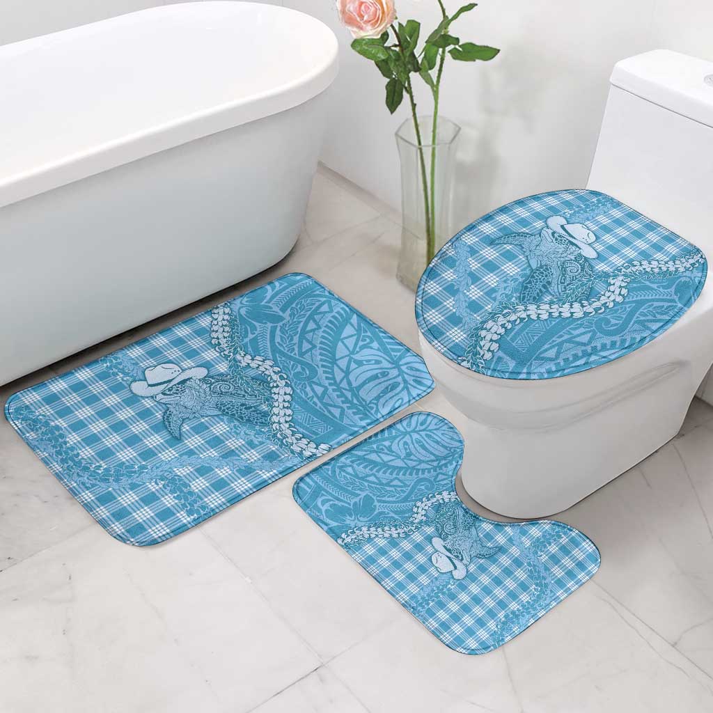 Blue Hawaii Palaka Cowboy Turtle Bathroom Set Hawaiian Paniolo Puakenikeni Maile Lei - Polynesian Pride