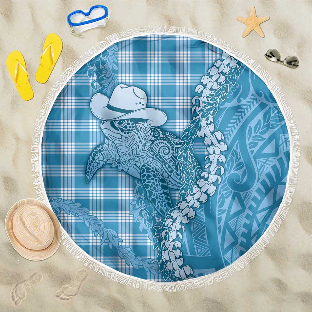 Blue Hawaii Palaka Cowboy Turtle Beach Blanket Hawaiian Paniolo Puakenikeni Maile Lei - Polynesian Pride