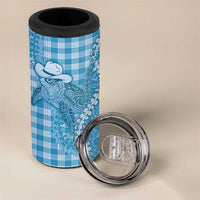 Blue Hawaii Palaka Cowboy Turtle 4 in 1 Can Cooler Tumbler Hawaiian Paniolo Puakenikeni Maile Lei - Polynesian Pride