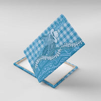 Blue Hawaii Palaka Cowboy Turtle Canvas Wall Art Hawaiian Paniolo Puakenikeni Maile Lei - Polynesian Pride