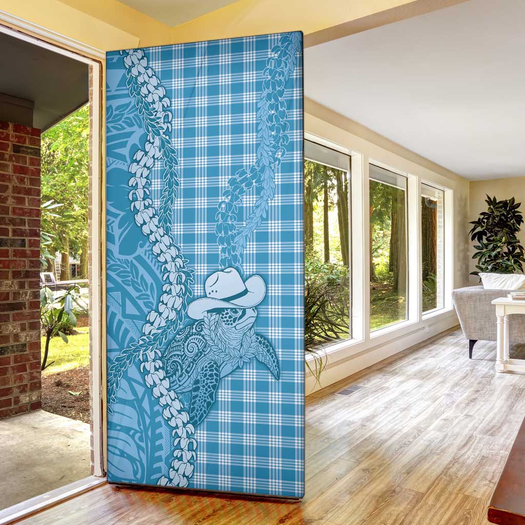 Blue Hawaii Palaka Cowboy Turtle Door Cover Hawaiian Paniolo Puakenikeni Maile Lei - Polynesian Pride