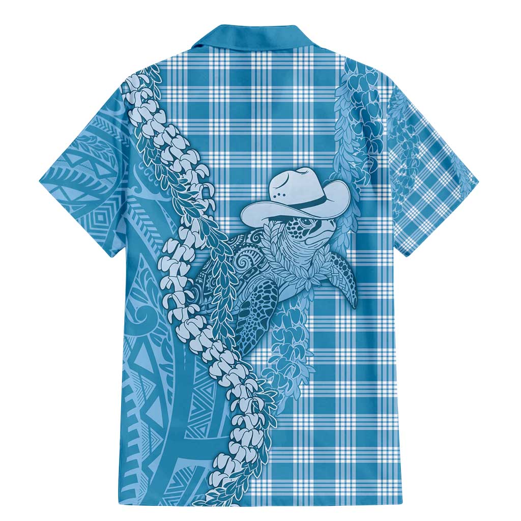 Blue Hawaii Palaka Cowboy Turtle Family Matching Mermaid Dress and Hawaiian Shirt Hawaiian Paniolo Puakenikeni Maile Lei - Polynesian Pride