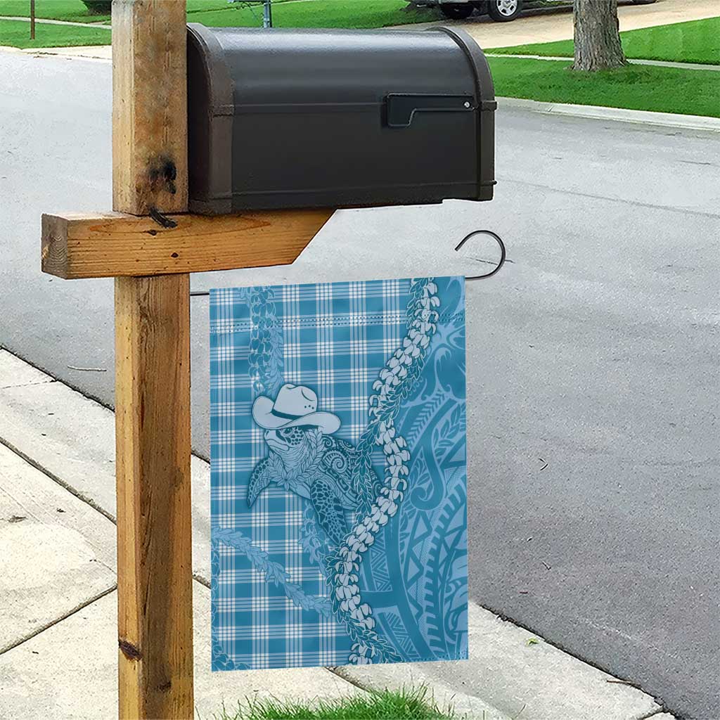 Blue Hawaii Palaka Cowboy Turtle Garden Flag Hawaiian Paniolo Puakenikeni Maile Lei - Polynesian Pride