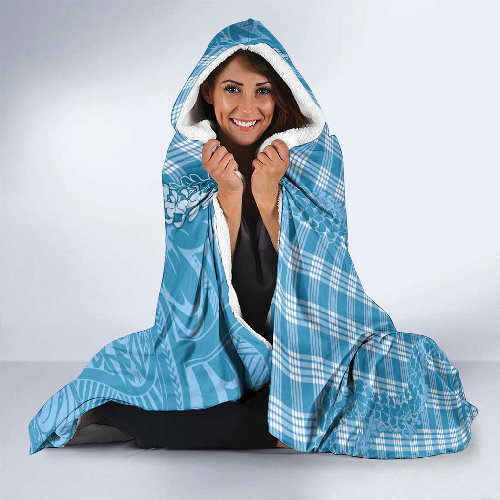 Blue Hawaii Palaka Cowboy Turtle Hooded Blanket Hawaiian Paniolo Puakenikeni Maile Lei - Polynesian Pride