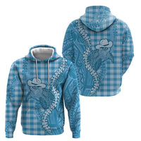 Blue Hawaii Palaka Cowboy Turtle Hoodie Hawaiian Paniolo Puakenikeni Maile Lei - Polynesian Pride